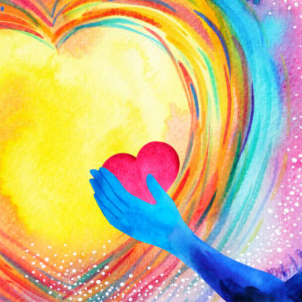 red heart love mind mental flying healing in universe spiritual soul abstract health art power watercolor painting illustration design